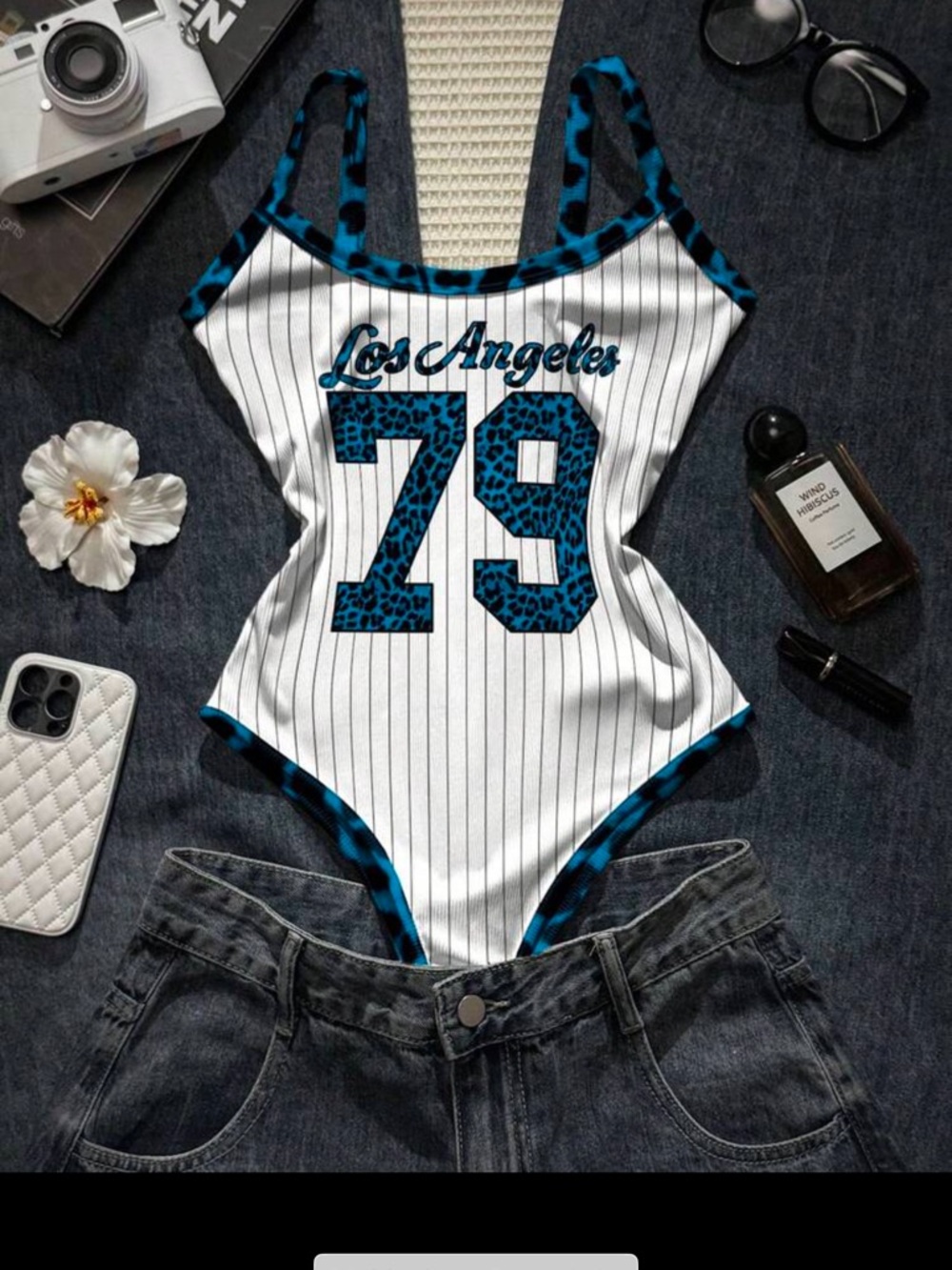 Los Angeles 79 Leopard Trim One-Piece body suit